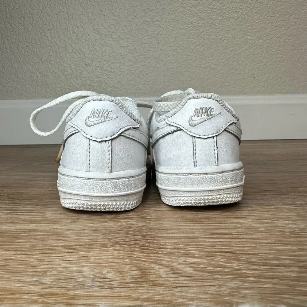 Nike Airforce 1 Low Triple White Leather Baby Sneaker Shoes, Size 5C